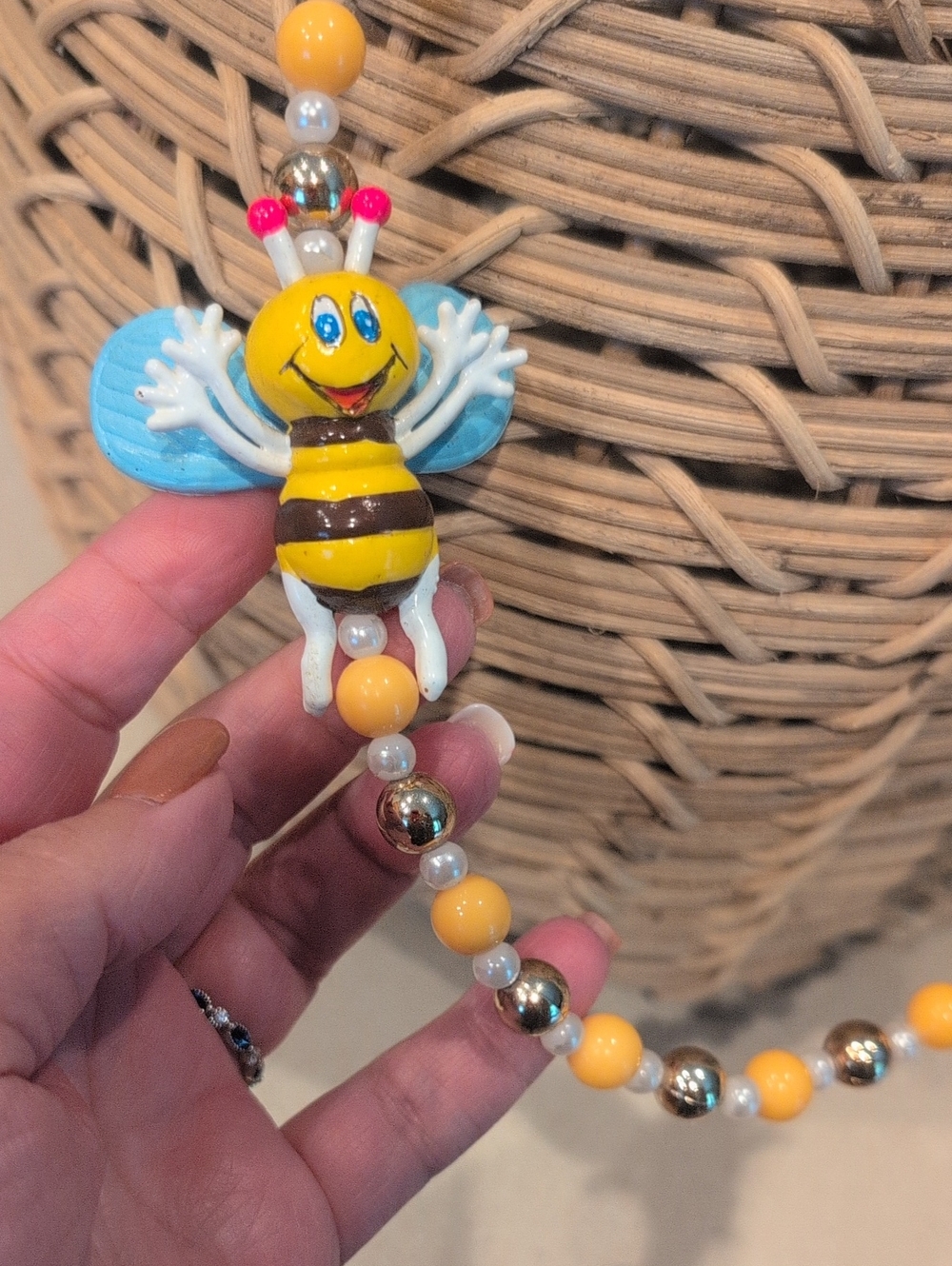 Yellow Bee Beaded Necklace